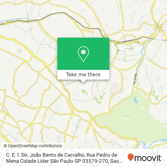 Mapa C. E. I. Dir. João Bento de Carvalho, Rua Pedro de Mena Cidade Líder São Paulo-SP 03579-270