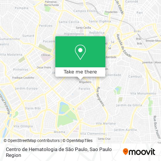 Mapa Centro de Hematologia de São Paulo