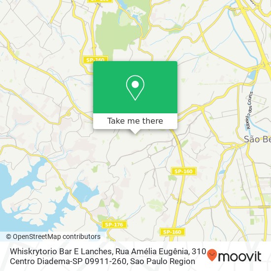 Mapa Whiskrytorio Bar E Lanches, Rua Amélia Eugênia, 310 Centro Diadema-SP 09911-260