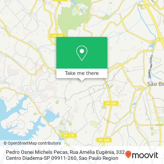 Mapa Pedro Osnei Michels Pecas, Rua Amélia Eugênia, 332 Centro Diadema-SP 09911-260