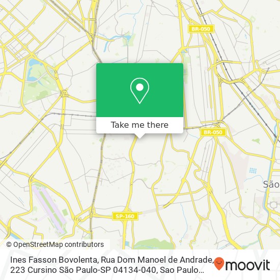Mapa Ines Fasson Bovolenta, Rua Dom Manoel de Andrade, 223 Cursino São Paulo-SP 04134-040