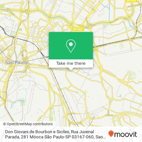 Mapa Don Giovani de Bourbon e Siciles, Rua Juvenal Parada, 281 Móoca São Paulo-SP 03167-060