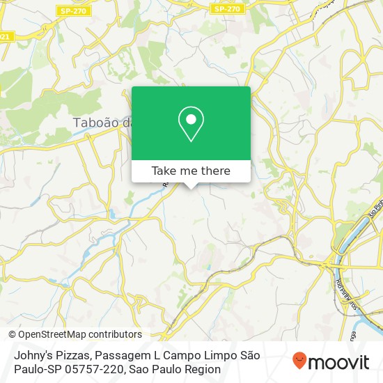 Mapa Johny's Pizzas, Passagem L Campo Limpo São Paulo-SP 05757-220