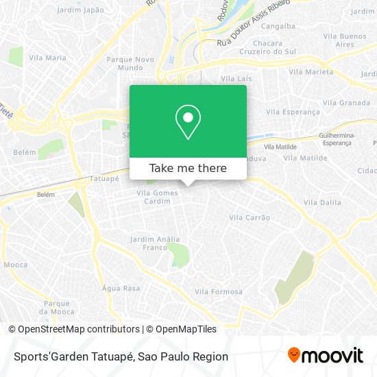 Mapa Sports'Garden Tatuapé