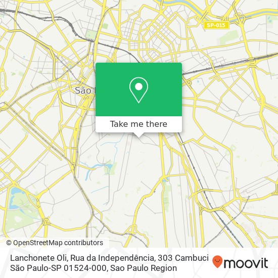 Mapa Lanchonete Oli, Rua da Independência, 303 Cambuci São Paulo-SP 01524-000