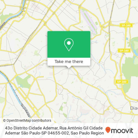 Mapa 43o Distrito Cidade Ademar, Rua Antônio Gil Cidade Ademar São Paulo-SP 04655-002