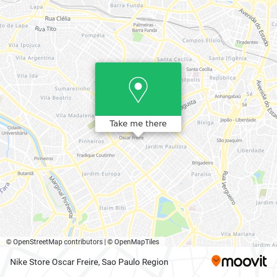 Doblez Kilimanjaro Cooperación Cómo llegar a Nike Store Oscar Freire en Jardim Paulista en Metro, Autobús  o Tren?
