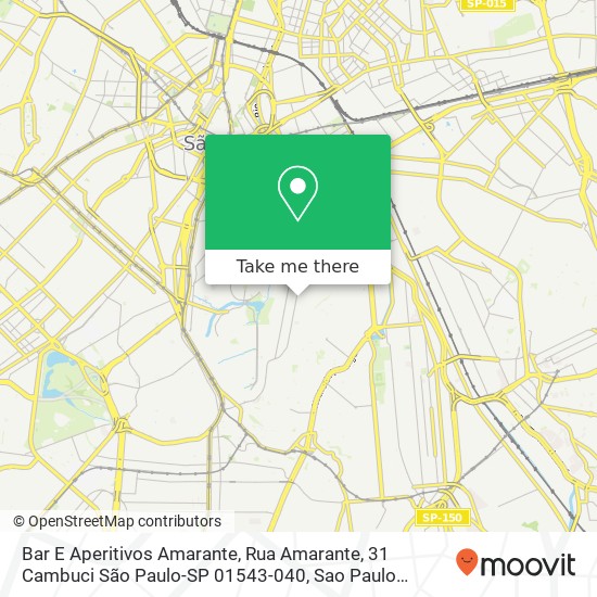 Mapa Bar E Aperitivos Amarante, Rua Amarante, 31 Cambuci São Paulo-SP 01543-040