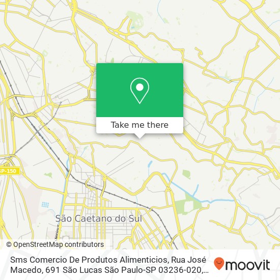 Sms Comercio De Produtos Alimenticios, Rua José Macedo, 691 São Lucas São Paulo-SP 03236-020 map