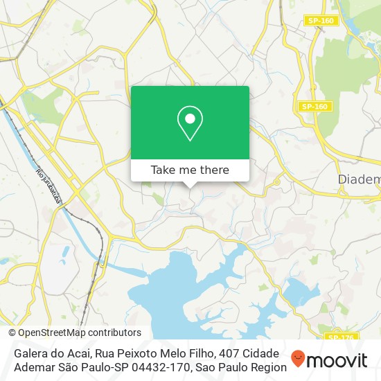 Mapa Galera do Acai, Rua Peixoto Melo Filho, 407 Cidade Ademar São Paulo-SP 04432-170