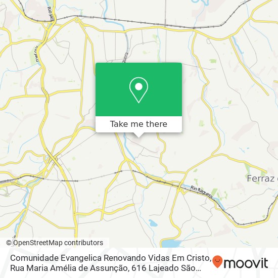 Mapa Comunidade Evangelica Renovando Vidas Em Cristo, Rua Maria Amélia de Assunção, 616 Lajeado São Paulo-SP 08430-560