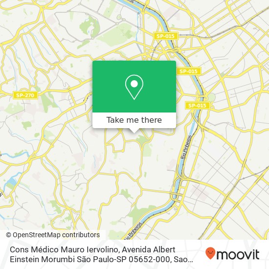 Mapa Cons Médico Mauro Iervolino, Avenida Albert Einstein Morumbi São Paulo-SP 05652-000