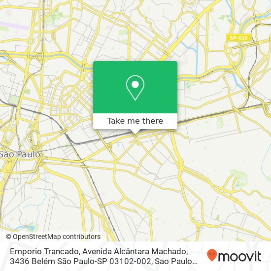 Mapa Emporio Trancado, Avenida Alcântara Machado, 3436 Belém São Paulo-SP 03102-002