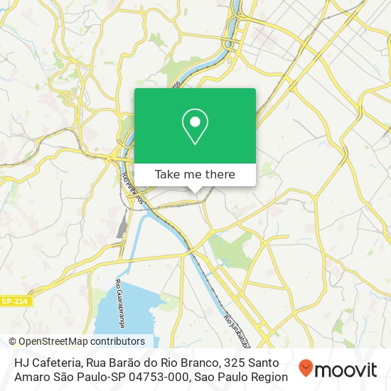 Mapa HJ Cafeteria, Rua Barão do Rio Branco, 325 Santo Amaro São Paulo-SP 04753-000