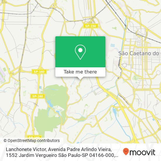 Mapa Lanchonete Victor, Avenida Padre Arlindo Vieira, 1552 Jardim Vergueiro São Paulo-SP 04166-000