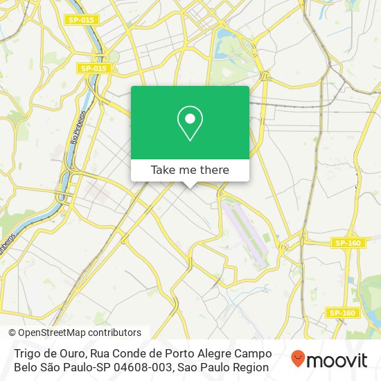 Mapa Trigo de Ouro, Rua Conde de Porto Alegre Campo Belo São Paulo-SP 04608-003