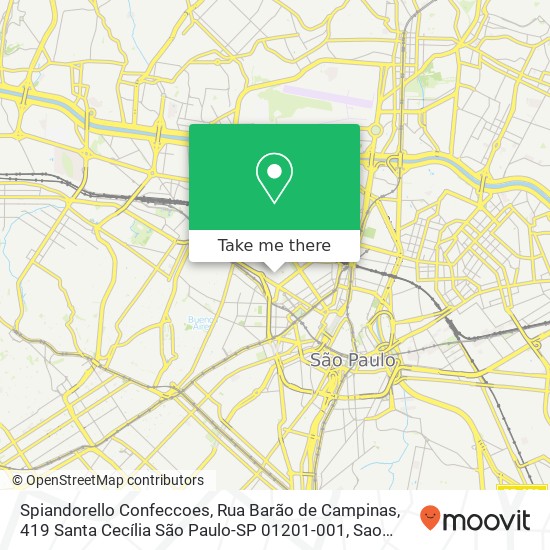 Mapa Spiandorello Confeccoes, Rua Barão de Campinas, 419 Santa Cecília São Paulo-SP 01201-001