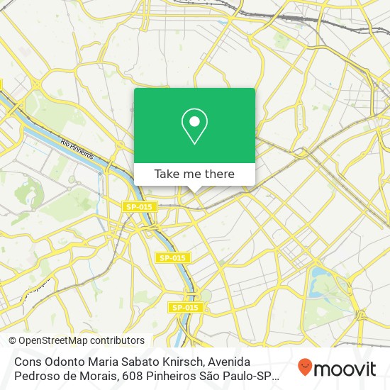 Mapa Cons Odonto Maria Sabato Knirsch, Avenida Pedroso de Morais, 608 Pinheiros São Paulo-SP 05419-000