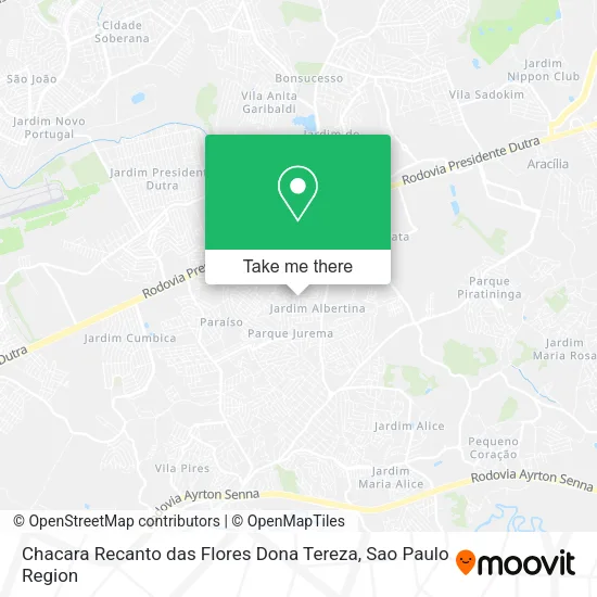 Chacara Recanto das Flores Dona Tereza map