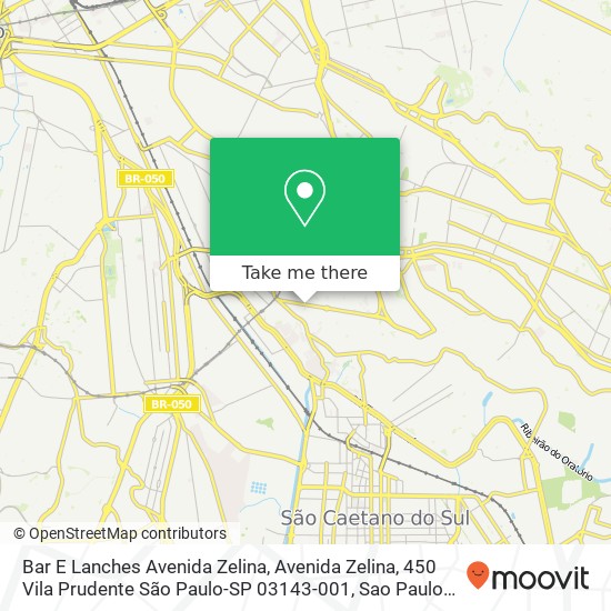 Mapa Bar E Lanches Avenida Zelina, Avenida Zelina, 450 Vila Prudente São Paulo-SP 03143-001
