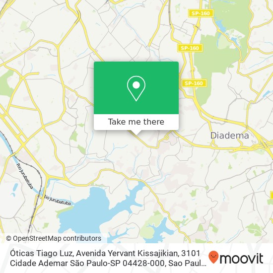 Mapa Óticas Tiago Luz, Avenida Yervant Kissajikian, 3101 Cidade Ademar São Paulo-SP 04428-000