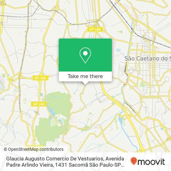 Mapa Glaucia Augusto Comercio De Vestuarios, Avenida Padre Arlindo Vieira, 1431 Sacomã São Paulo-SP 04166-000