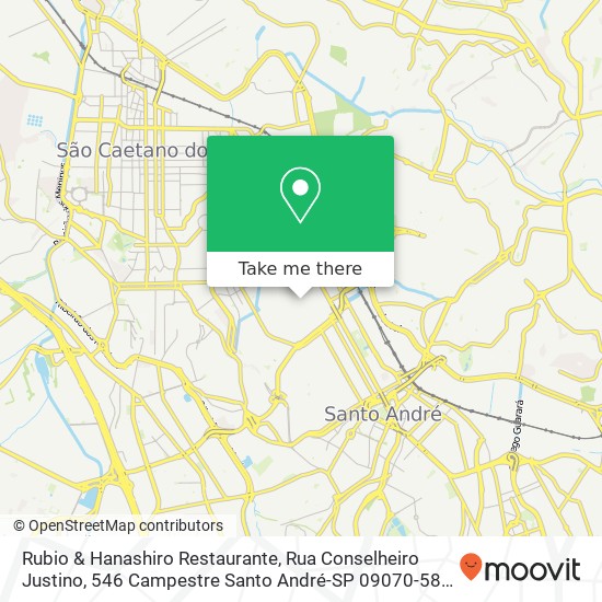 Mapa Rubio & Hanashiro Restaurante, Rua Conselheiro Justino, 546 Campestre Santo André-SP 09070-580