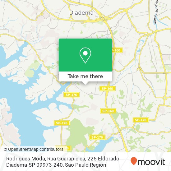 Mapa Rodrigues Moda, Rua Guarapicica, 225 Eldorado Diadema-SP 09973-240