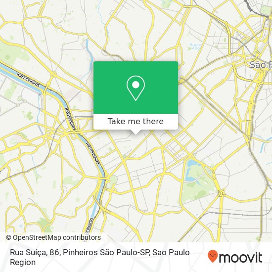 Mapa Rua Suíça, 86, Pinheiros São Paulo-SP