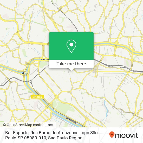 Mapa Bar Esporte, Rua Barão do Amazonas Lapa São Paulo-SP 05080-010