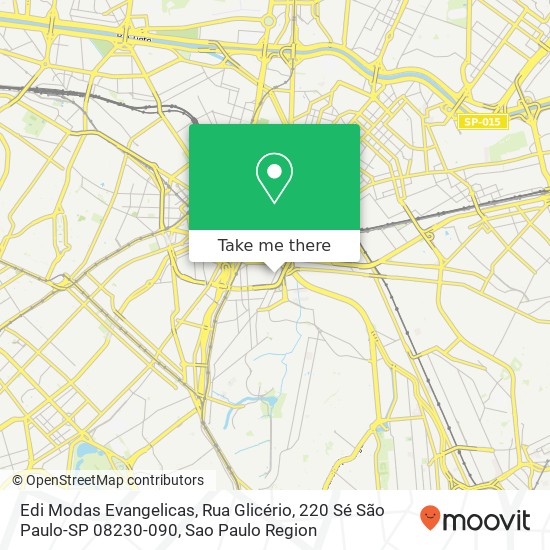 Mapa Edi Modas Evangelicas, Rua Glicério, 220 Sé São Paulo-SP 08230-090