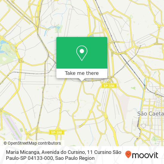 Mapa Maria Micanga, Avenida do Cursino, 11 Cursino São Paulo-SP 04133-000