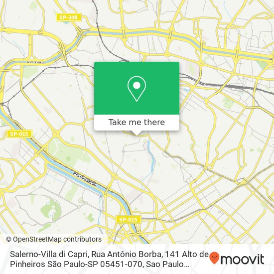 Mapa Salerno-Villa di Capri, Rua Antônio Borba, 141 Alto de Pinheiros São Paulo-SP 05451-070