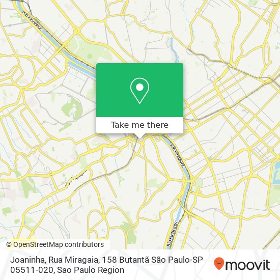 Mapa Joaninha, Rua Miragaia, 158 Butantã São Paulo-SP 05511-020