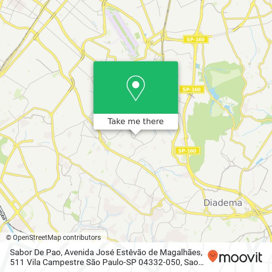 Mapa Sabor De Pao, Avenida José Estêvão de Magalhães, 511 Vila Campestre São Paulo-SP 04332-050