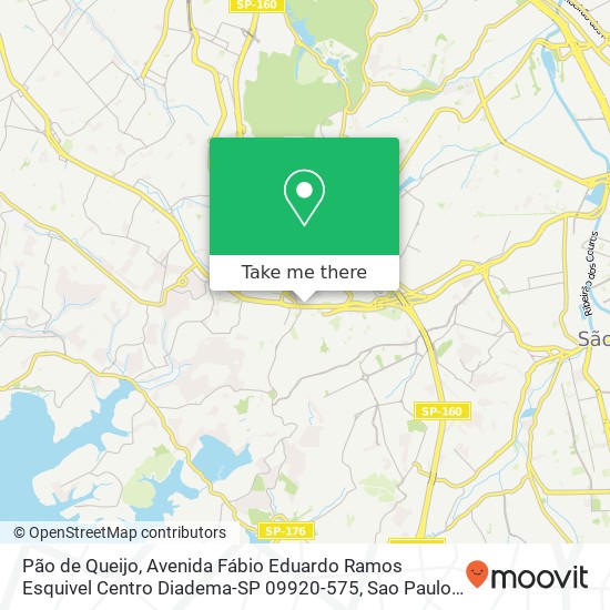 Mapa Pão de Queijo, Avenida Fábio Eduardo Ramos Esquivel Centro Diadema-SP 09920-575