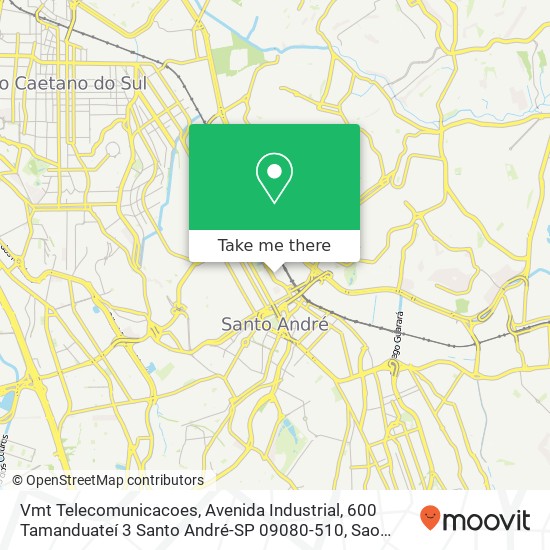 Mapa Vmt Telecomunicacoes, Avenida Industrial, 600 Tamanduateí 3 Santo André-SP 09080-510
