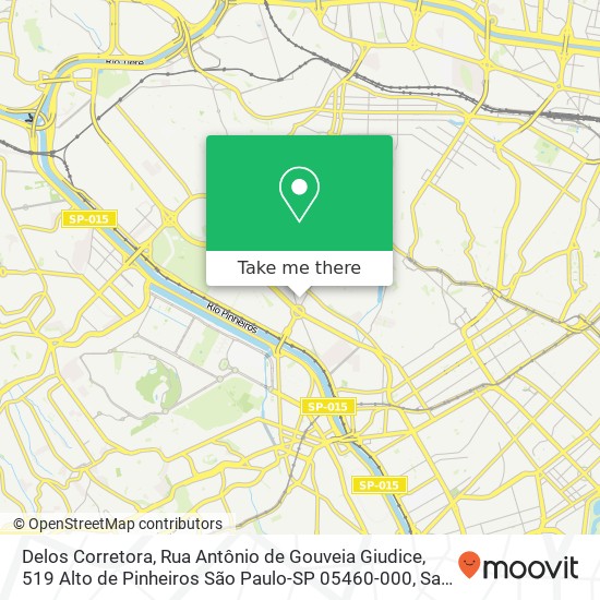 Mapa Delos Corretora, Rua Antônio de Gouveia Giudice, 519 Alto de Pinheiros São Paulo-SP 05460-000