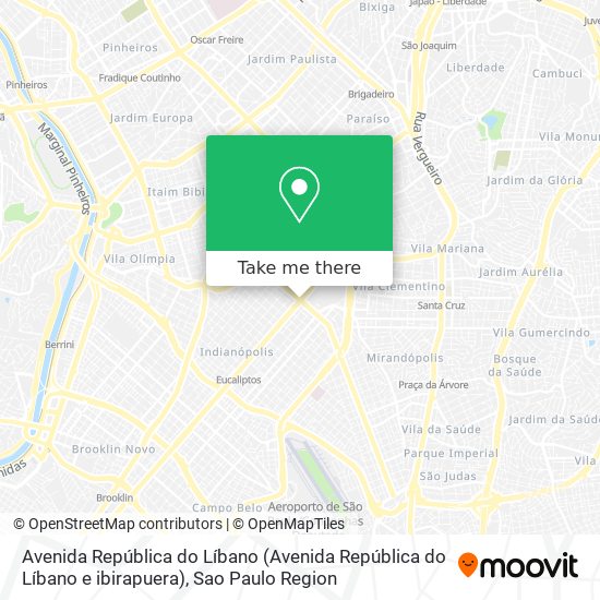 Mapa Avenida República do Líbano (Avenida República do Líbano e ibirapuera)