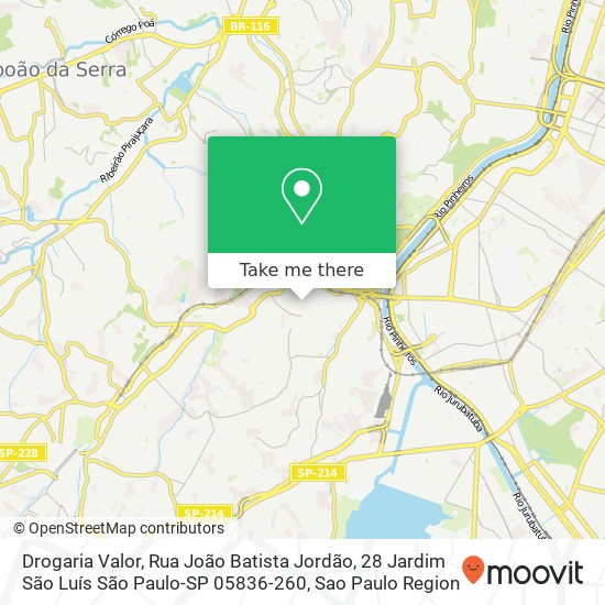 Mapa Drogaria Valor, Rua João Batista Jordão, 28 Jardim São Luís São Paulo-SP 05836-260
