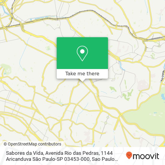 Mapa Sabores da Vida, Avenida Rio das Pedras, 1144 Aricanduva São Paulo-SP 03453-000