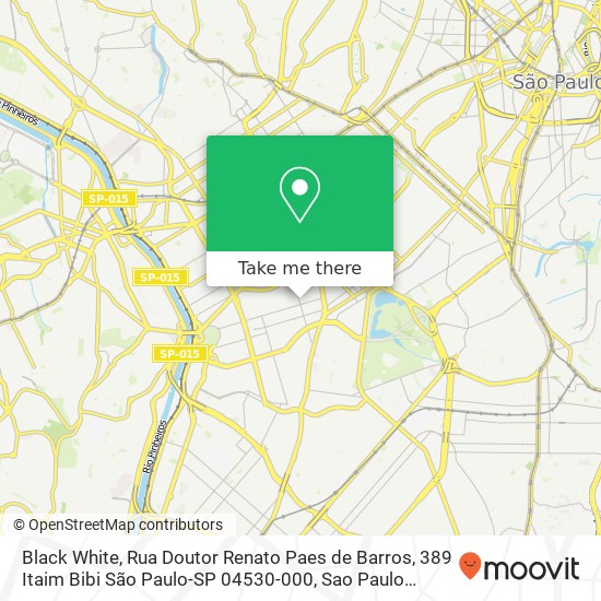 Mapa Black White, Rua Doutor Renato Paes de Barros, 389 Itaim Bibi São Paulo-SP 04530-000