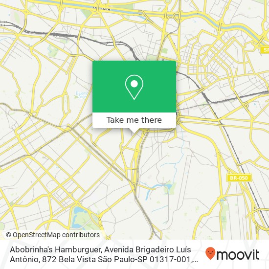 Mapa Abobrinha's Hamburguer, Avenida Brigadeiro Luís Antônio, 872 Bela Vista São Paulo-SP 01317-001