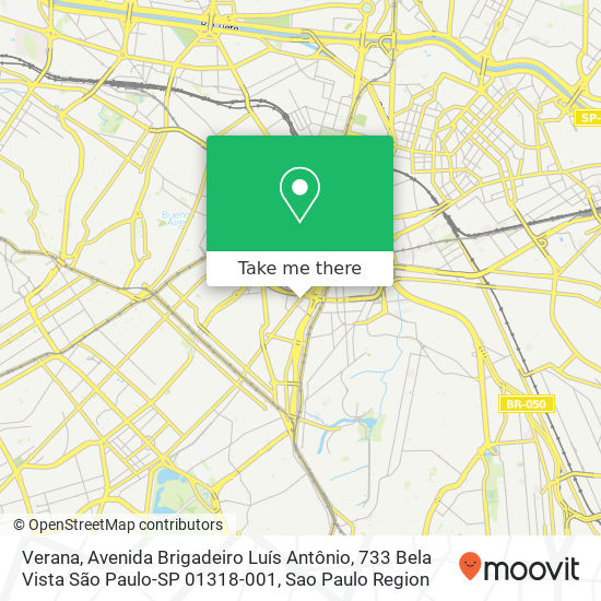 Mapa Verana, Avenida Brigadeiro Luís Antônio, 733 Bela Vista São Paulo-SP 01318-001