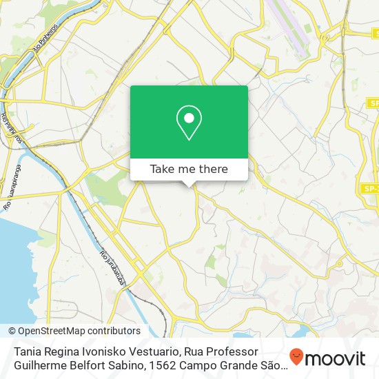 Mapa Tania Regina Ivonisko Vestuario, Rua Professor Guilherme Belfort Sabino, 1562 Campo Grande São Paulo-SP 04678-002