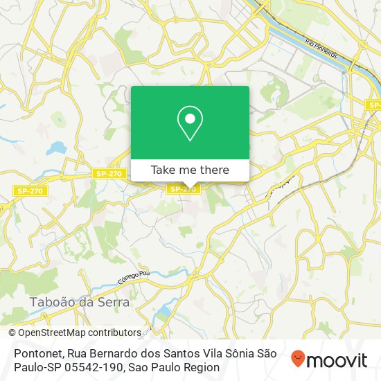 Mapa Pontonet, Rua Bernardo dos Santos Vila Sônia São Paulo-SP 05542-190