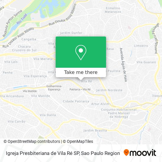 Mapa Igreja Presbiteriana de Vila Ré SP