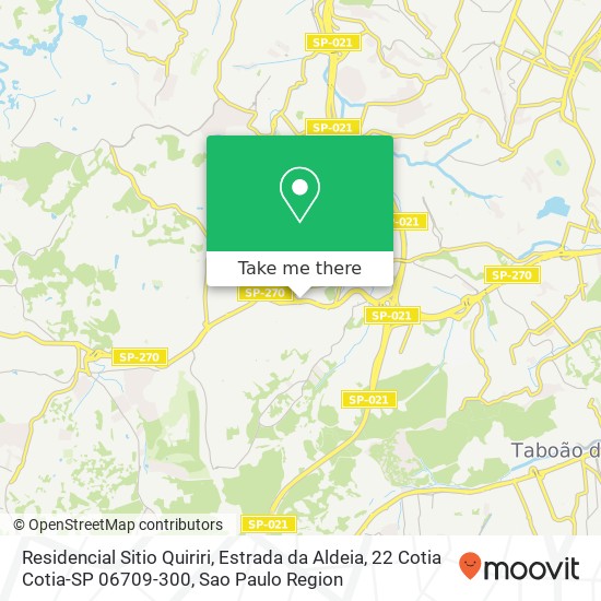Mapa Residencial Sitio Quiriri, Estrada da Aldeia, 22 Cotia Cotia-SP 06709-300