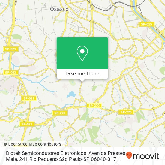 Mapa Diotek Semicondutores Eletronicos, Avenida Prestes Maia, 241 Rio Pequeno São Paulo-SP 06040-017