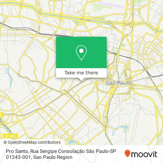 Mapa Pro Santo, Rua Sergipe Consolação São Paulo-SP 01243-001